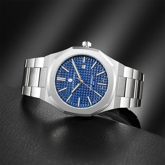 SAPPHERO Luxury Business Men's Watch Stainless Steel Waterproof Watch For Men Glowing Hand Date Function Tough Men Gift Watch