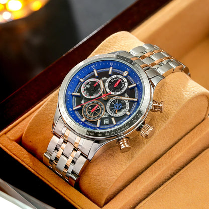 SAPPHERO Fashion Men Watch Mechanical Style Quartz Watch 50M Waterproof Clock Date Chronograph Watch  Gift Watch For Men