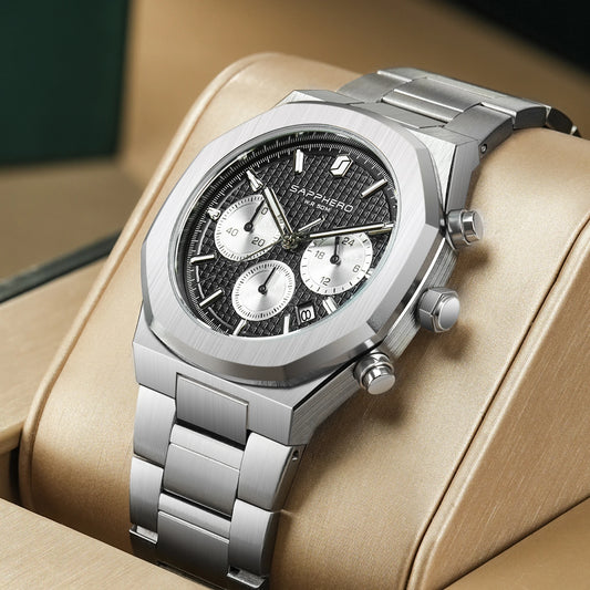SAPPHERO Men's watch Stainless steel Waterproof men's watch Chronograph Business men's watch best gift clock
