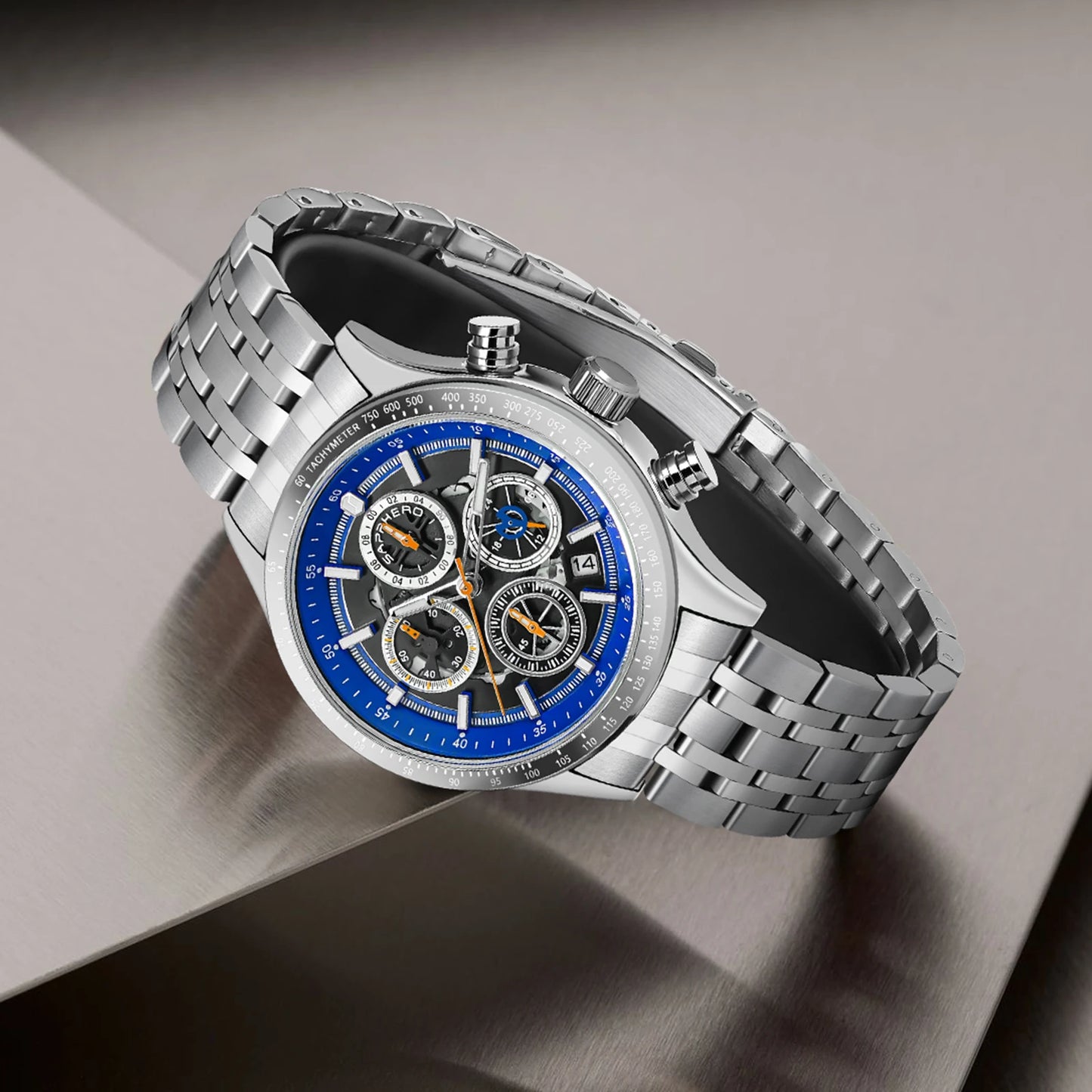 SAPPHERO Fashion Men Watch Mechanical Style Quartz Watch 50M Waterproof Clock Date Chronograph Watch  Gift Watch For Men