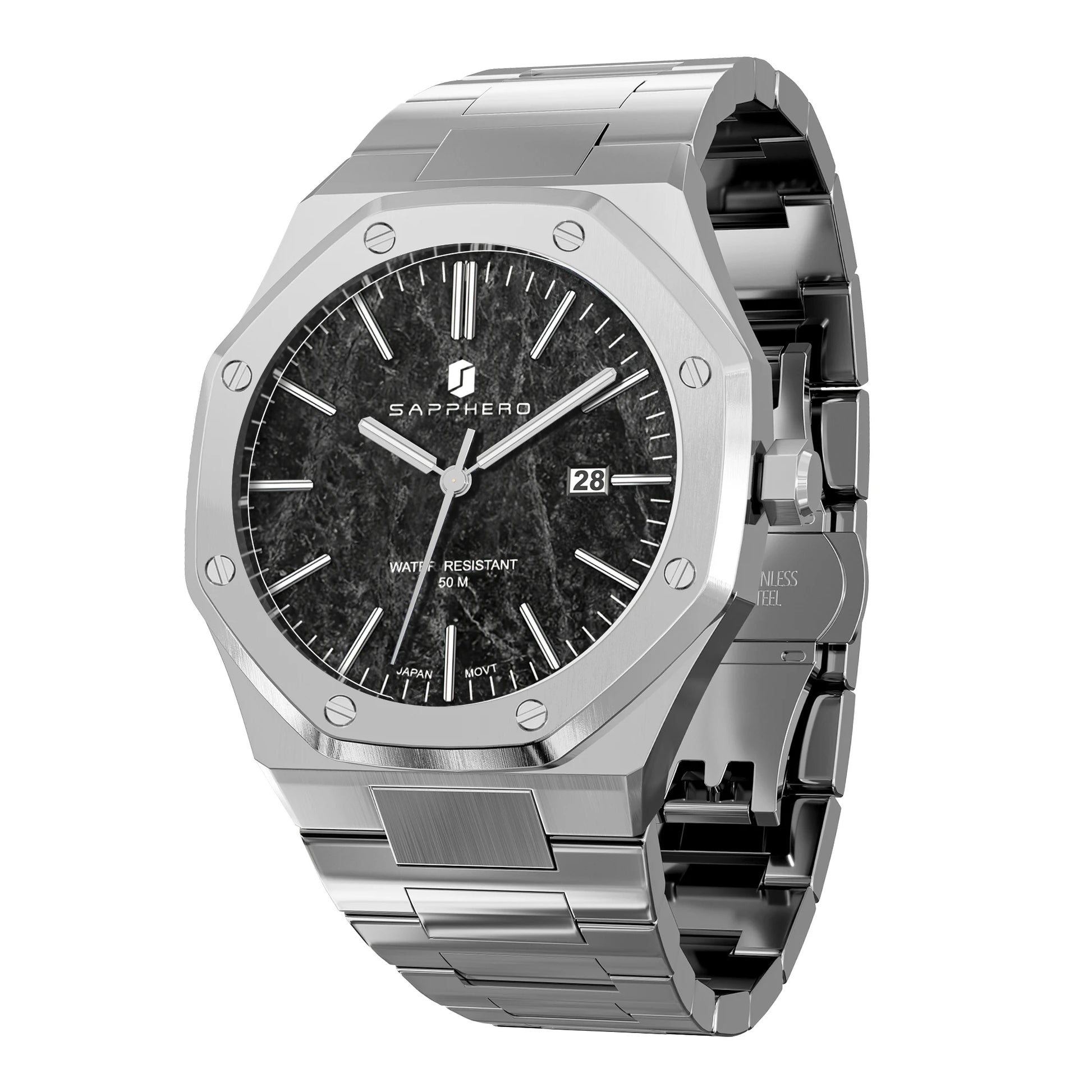 SAPPHERO Men's Business Stainless Steel Watch For Men Seiko Movement Classic Design Charming Men's Gift Waterproof Wrist Watch