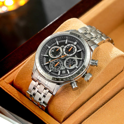 SAPPHERO Fashion Men Watch Mechanical Style Quartz Watch 50M Waterproof Clock Date Chronograph Watch  Gift Watch For Men