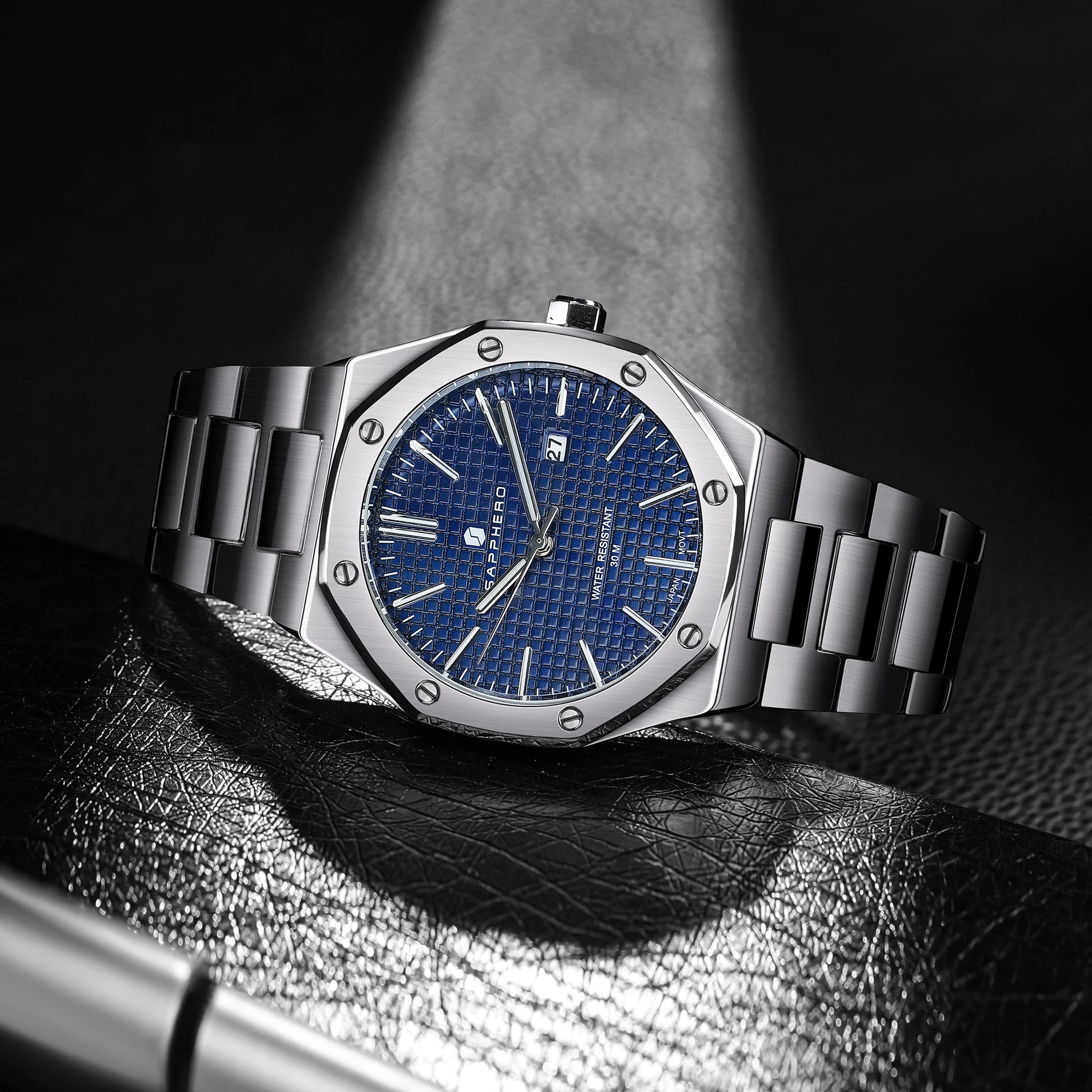 SAPPHERO Men's Business Stainless Steel Watch For Men Seiko Movement Classic Design Charming Men's Gift Waterproof Wrist Watch