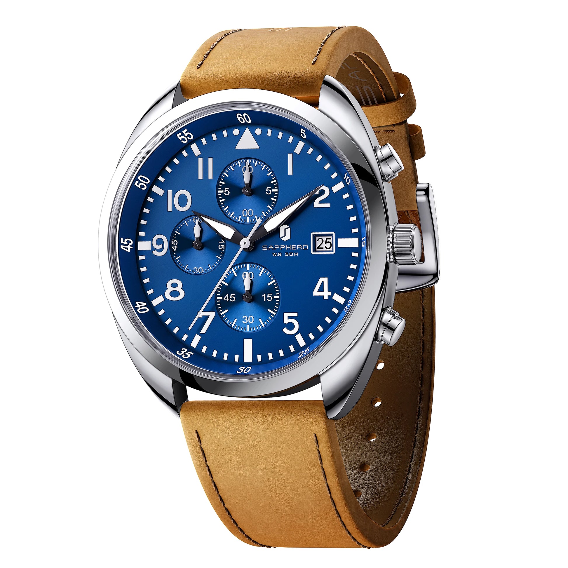 SAPPHERO Men's Quartz Watch Accurate 5ATM Waterproof Men's Watch Business Style Athleisure Watch Simple and Simple Design Clock