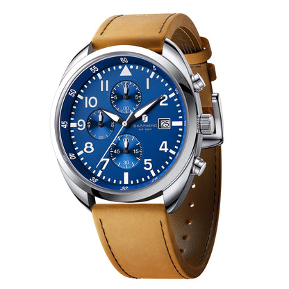 SAPPHERO Men's Quartz Watch Accurate 5ATM Waterproof Men's Watch Business Style Athleisure Watch Simple and Simple Design Clock