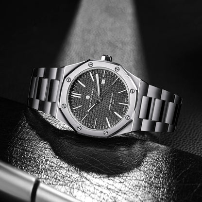 SAPPHERO Men's Business Stainless Steel Watch For Men Seiko Movement Classic Design Charming Men's Gift Waterproof Wrist Watch